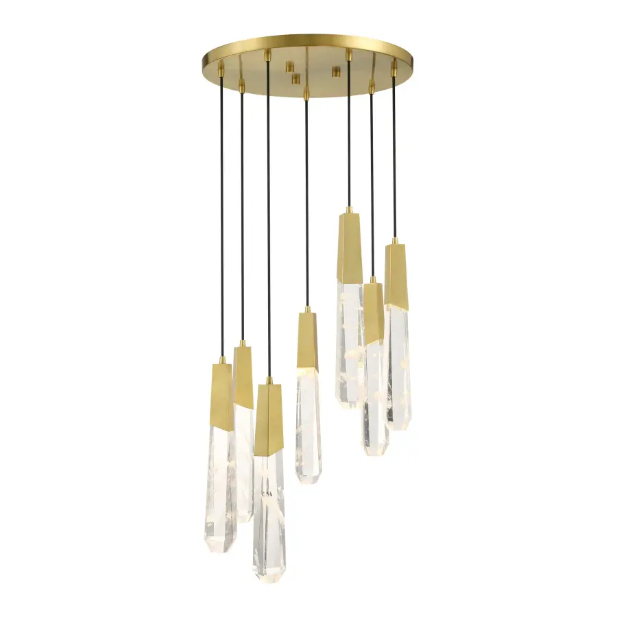 Drifting Droplets 7-Light LED Pendant in Brushed Brass - Image 3