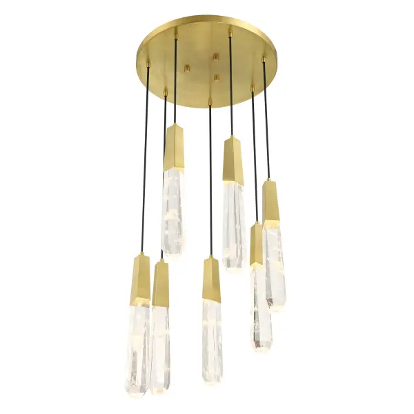 Drifting Droplets 7-Light LED Pendant in Brushed Brass - Image 4
