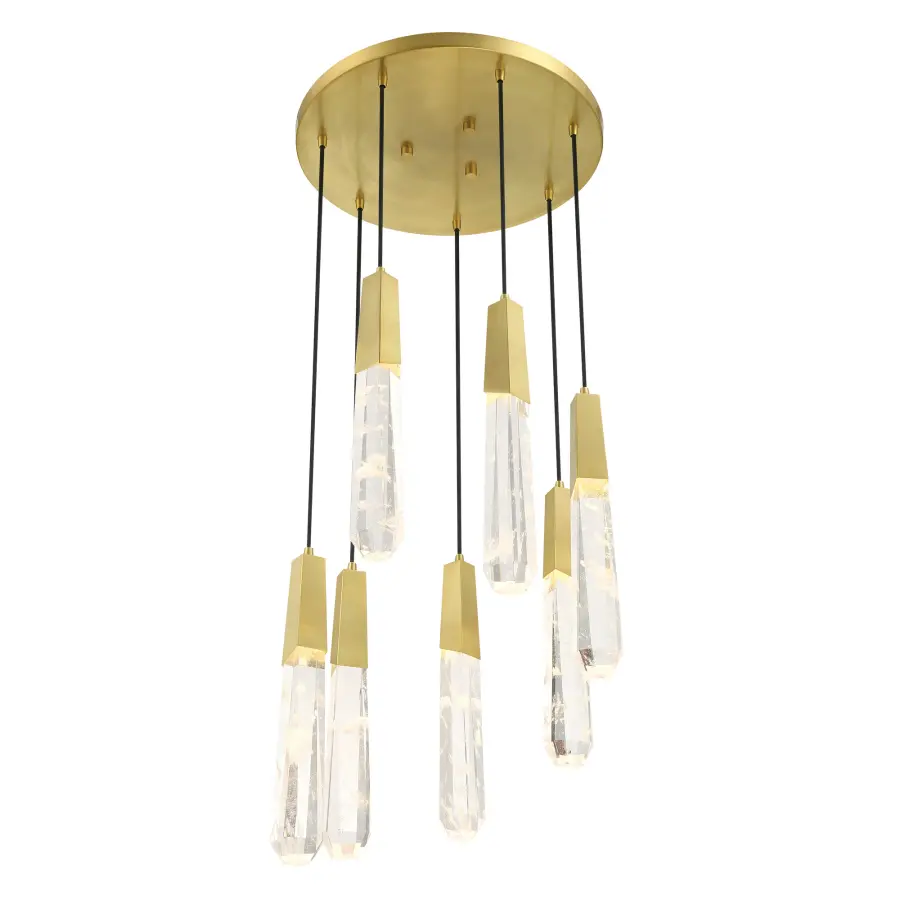 Drifting Droplets 7-Light LED Pendant in Brushed Brass - Image 4