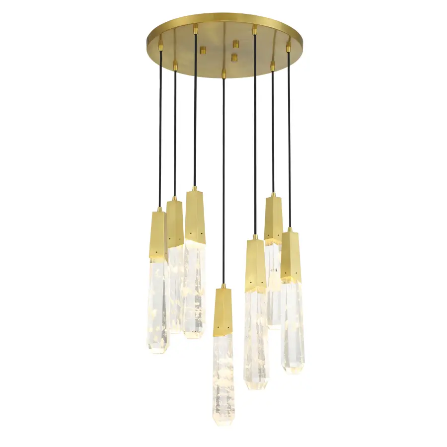 Drifting Droplets 7-Light LED Pendant in Brushed Brass - Image 5
