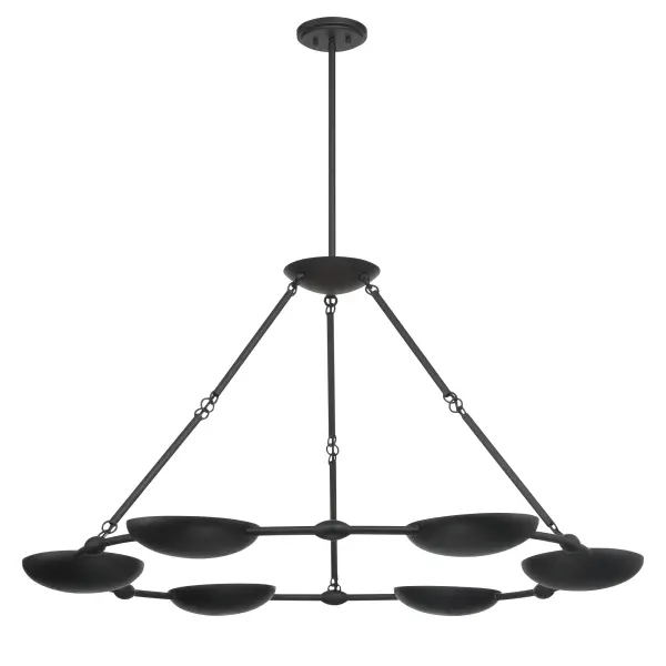 The Undertas chandelier combines industrial-modern aesthetics with functional versatility. Its 6 adjustable rotating shades allow you to direct light exactly where needed, while the substantial 47.75-inch span makes a dramatic statement over large tables and islands.