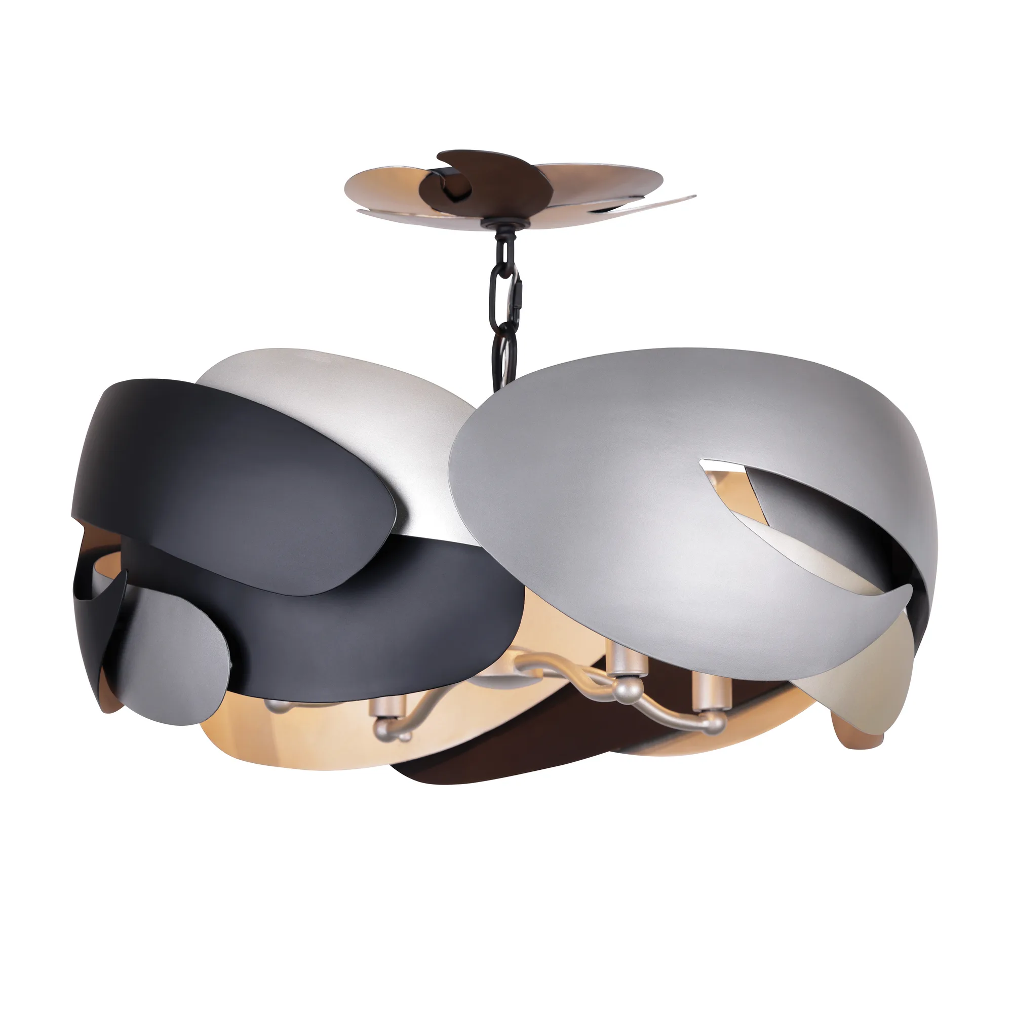 Metalo Misto 4-Light Semi-Flush Mount in Coal Black