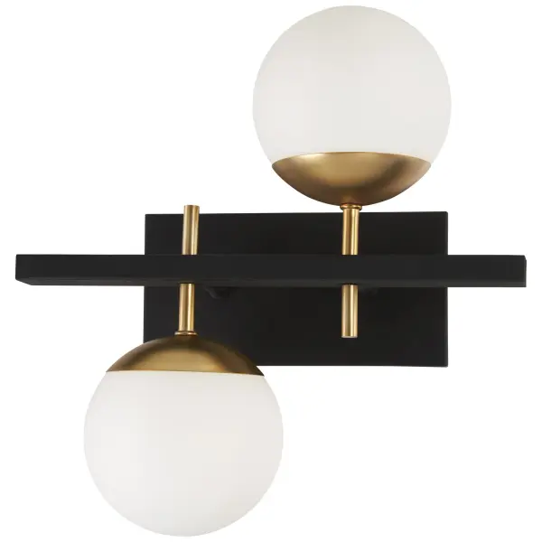 The Alluria wall sconce blends weathered black finish with autumn gold accents for sophisticated warmth. Etched opal glass diffuses light beautifully while the transitional design complements both traditional and contemporary spaces. - alternate view