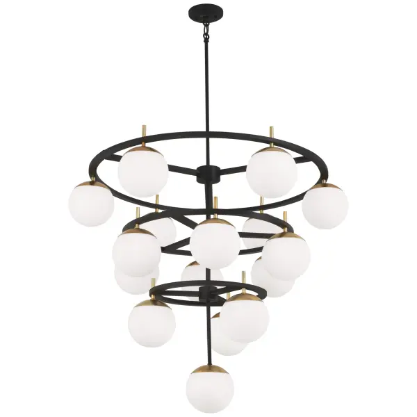 Grand 16-Light Transitional Chandelier with Weathered Black & Gold Accents