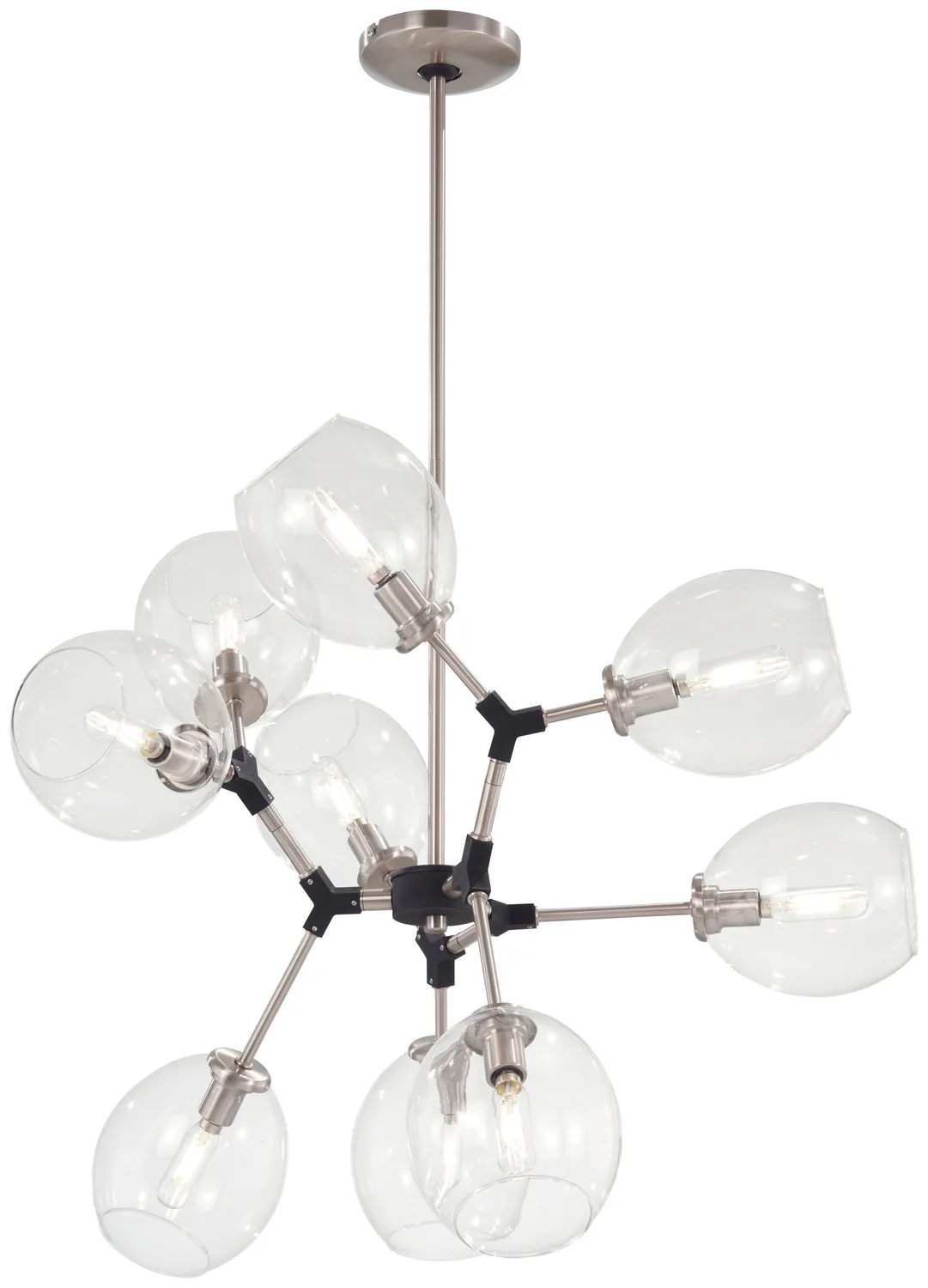 Nexpo Nine Light Chandelier in Brushed Nickel W/Black Accents