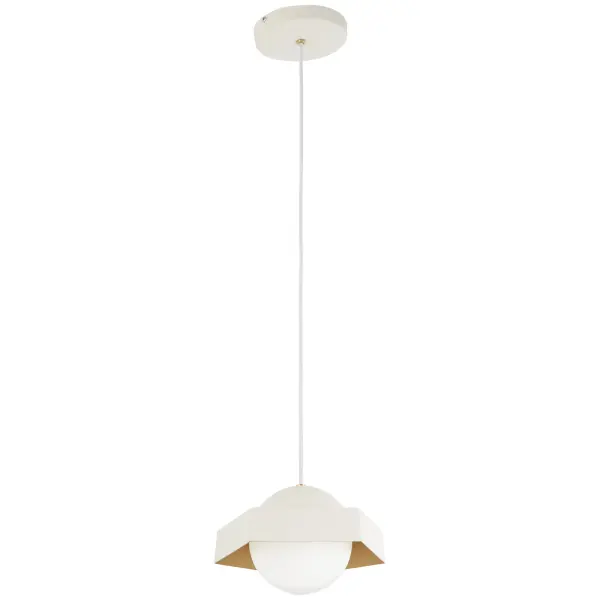 Five-O LED Mini Pendant in Textured White with Gold Leaf Interior