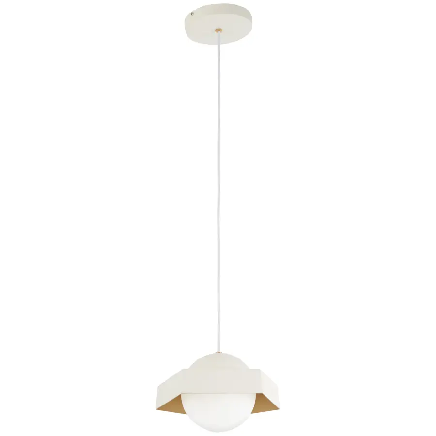 Five-O LED Mini Pendant in Textured White with Gold Leaf Interior