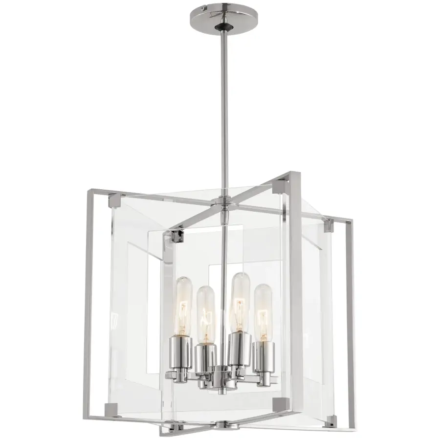 Crystal Clear 4-Light Pendant in Polished Nickel - Image 1