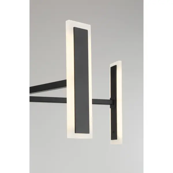 The Edge chandelier delivers modern sophistication with its clean linear profile and coal black finish. Five integrated LED lights provide bright, energy-efficient illumination through etched acrylic diffusers for a soft, even glow. - alternate view