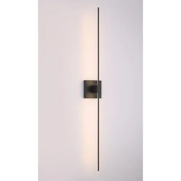 The Parker LED wall sconce delivers contemporary style with its elongated 41-inch profile and coal black finish. Integrated LED technology provides bright, high-CRI illumination perfect for task lighting in bathrooms and hallways. - alternate view