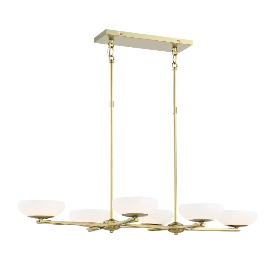 Scale 6-Light LED Island Chandelier in Soft Brass