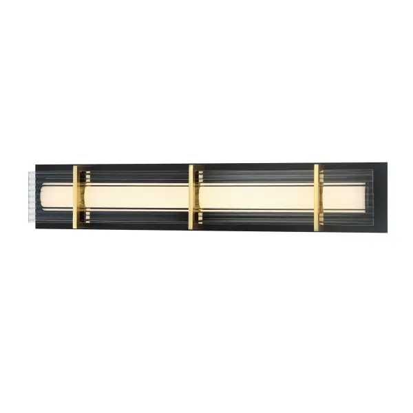 The Midnight Gold bath light combines traditional elegance with modern LED efficiency. Its 27-inch span provides excellent illumination with 3,353 lumens and exceptional 92 CRI color rendering, perfect for grooming tasks.