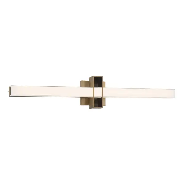 The Major LED Bath Bar delivers exceptional illumination with 3,770 lumens and a 94 CRI rating, perfect for vanity applications. Its 32-inch width provides even lighting across larger mirrors, while the aged brass finish adds warmth.