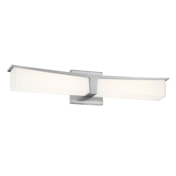 The Plane LED Bath Bar delivers 2,215 lumens of high-CRI lighting in a contemporary brushed nickel finish. ADA-compliant design with dimmable LED technology makes it ideal for modern bathrooms requiring both style and accessibility.