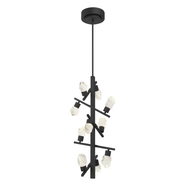 The Kosmyc pendant combines contemporary design with organic texture through its faux rock crystal glass shades and Sand Coal Black finish. With 10 integrated LED lights delivering 2,613 lumens, it provides substantial illumination for foyers and dining spaces while making a bold visual statement.
