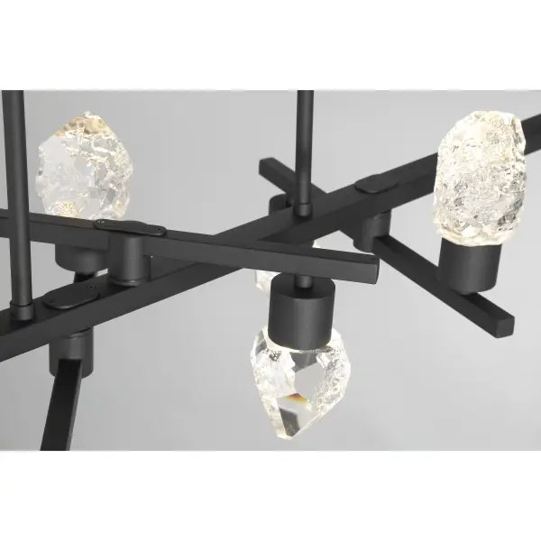 The Kosmyc brings bold contemporary style with its striking linear design featuring 10 integrated LED lights and clear faux rock crystal accents. The Sand Coal Black finish adds industrial edge while the crystal elements provide organic texture and light refraction. - alternate view