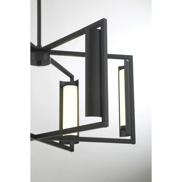 The Trizay combines contemporary design with high-performance LED technology, delivering 4,696 lumens of warm, color-accurate light through etched glass shades. Its coal black finish and clean linear form make it versatile for modern interiors. - alternate view