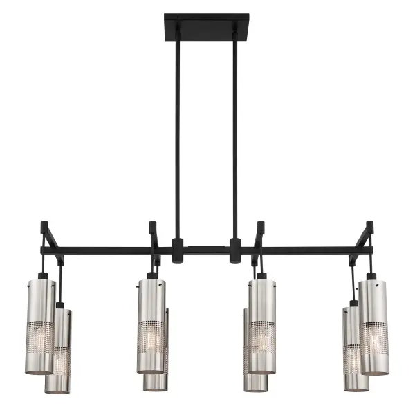 Industrial-Modern Linear Chandelier with Geometric Grid Design - Image 5