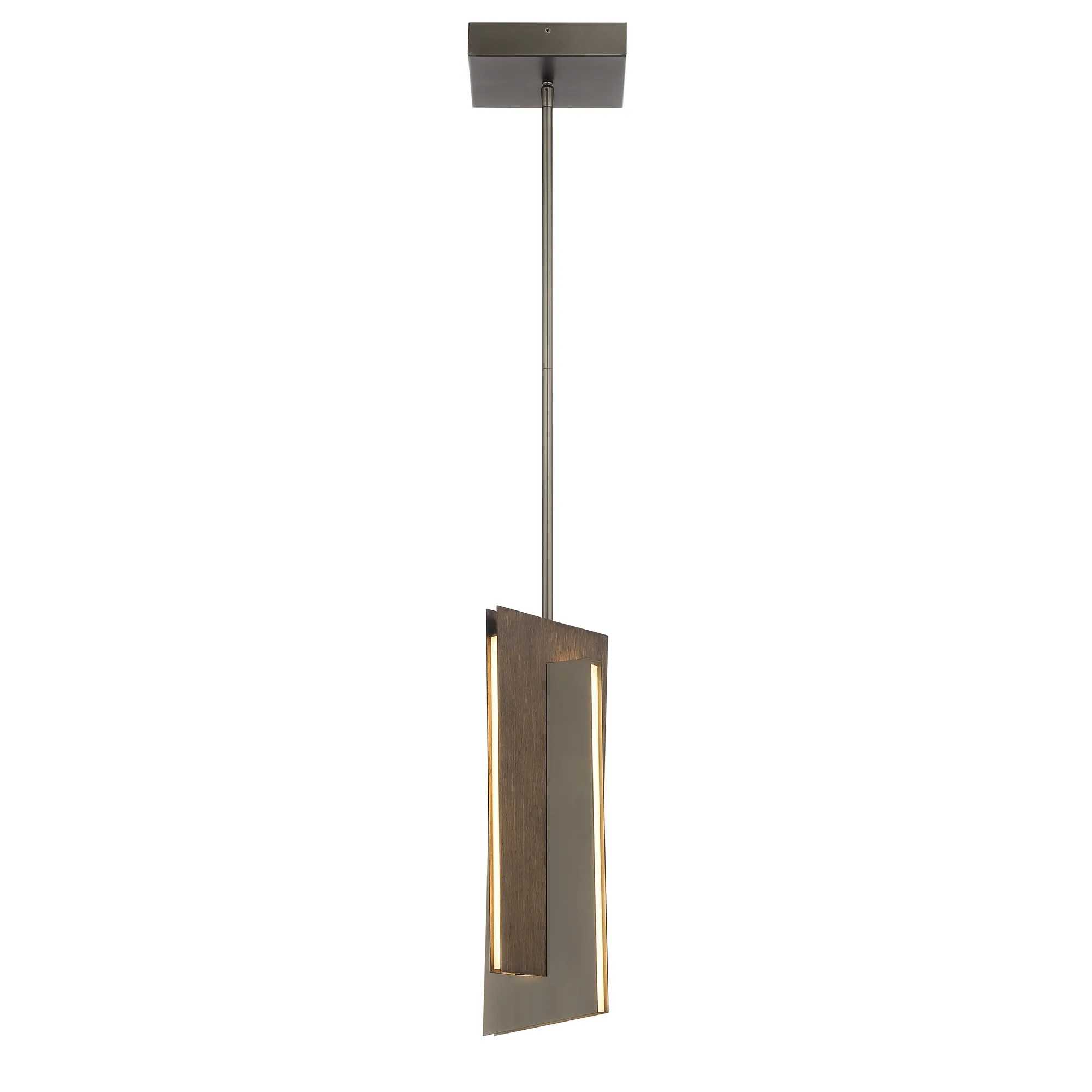 Intersezioni 18" LED Pendant in Midnight Iron and Faux Walnut