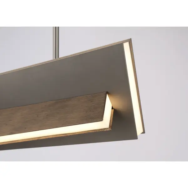 Modern Linear LED Island Light with Warm Wood Accent - Image 2