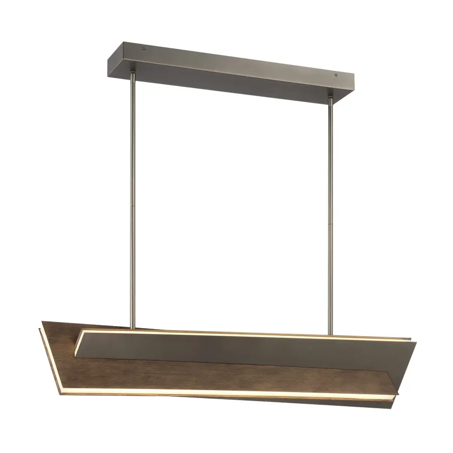 Modern Linear LED Island Light with Warm Wood Accent - Image 3