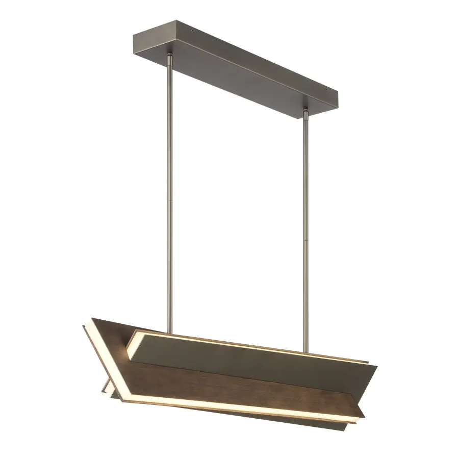 Modern Linear LED Island Light with Warm Wood Accent - Image 5