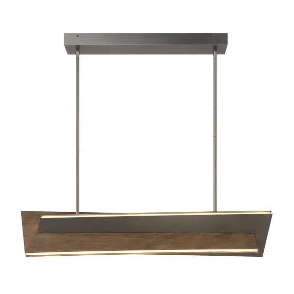Modern Linear LED Island Light with Warm Wood Accent - Image 6