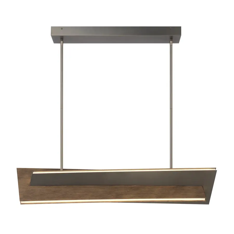 Modern Linear LED Island Light with Warm Wood Accent - Image 6