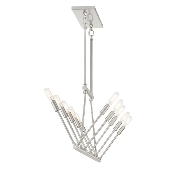 The Royalty collection brings sophisticated transitional style with its brushed nickel finish and 10-light configuration. At 32 inches wide, it's perfectly proportioned for medium to large kitchen islands and dining tables. - alternate view