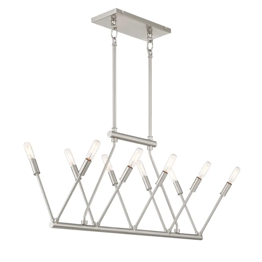 Royalty 10-Light Island Chandelier in Brushed Nickel - Image 3