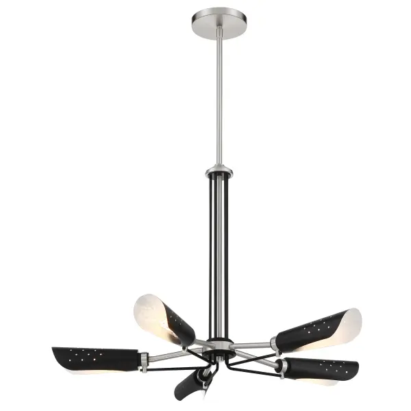 Turbine 5-Light Chandelier in Brushed Nickel and Coal - Image 5