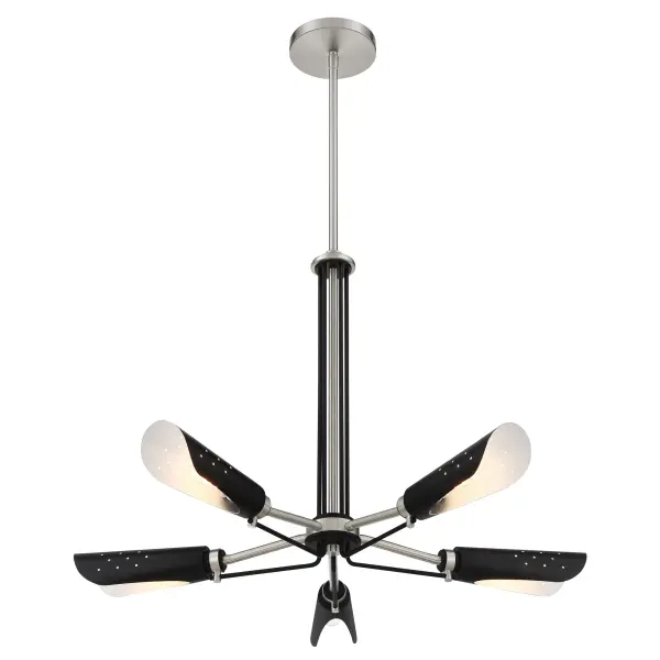 Turbine 5-Light Chandelier in Brushed Nickel and Coal - Image 6