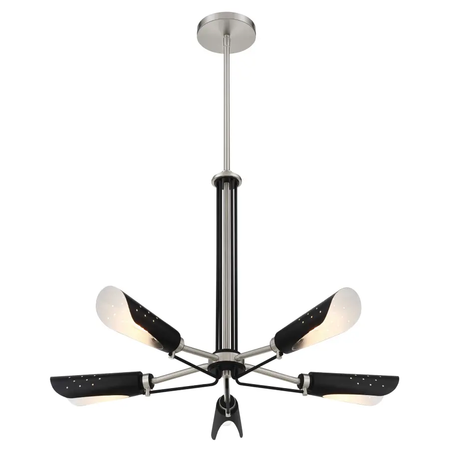 Turbine 5-Light Chandelier in Brushed Nickel and Coal - Image 6