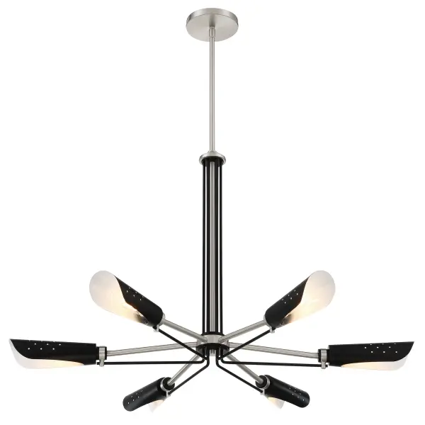 Turbine 6-Light Chandelier in Brushed Nickel and Coal - Image 6