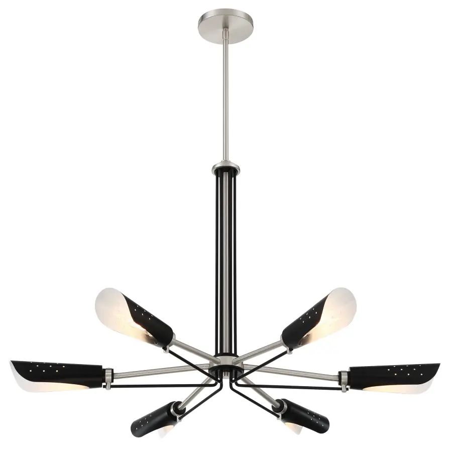 Turbine 6-Light Chandelier in Brushed Nickel and Coal - Image 6