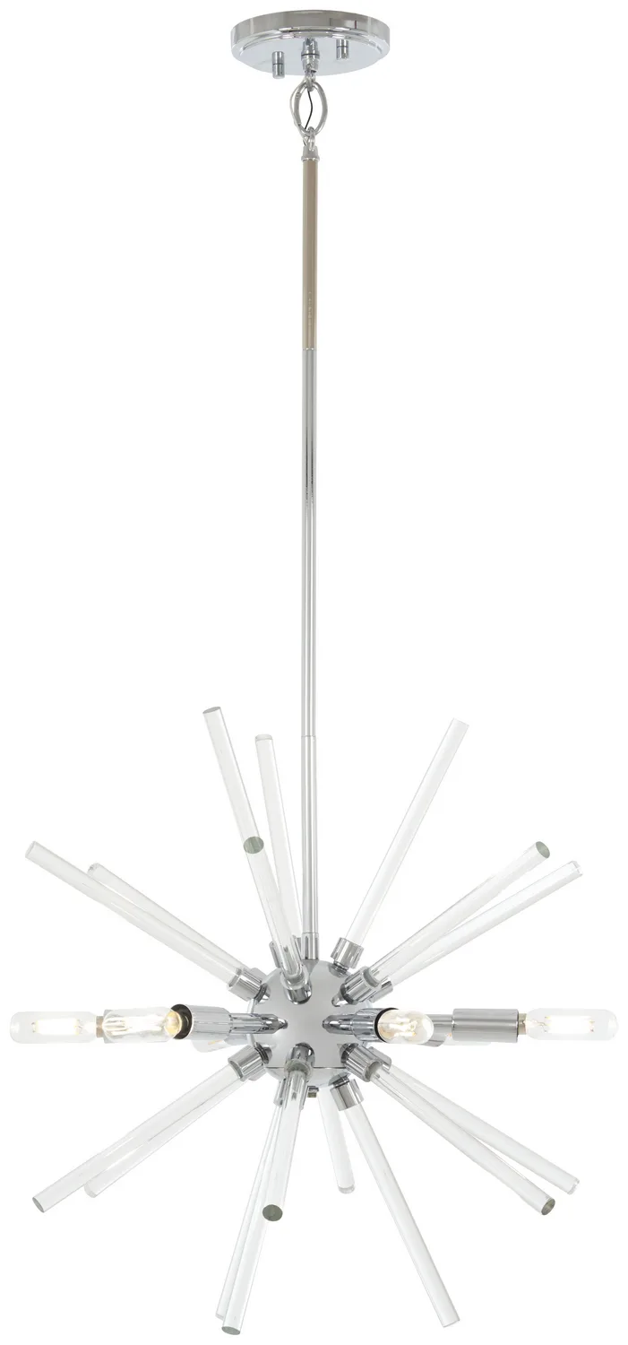 Spiked Six Light Pendant in Chrome