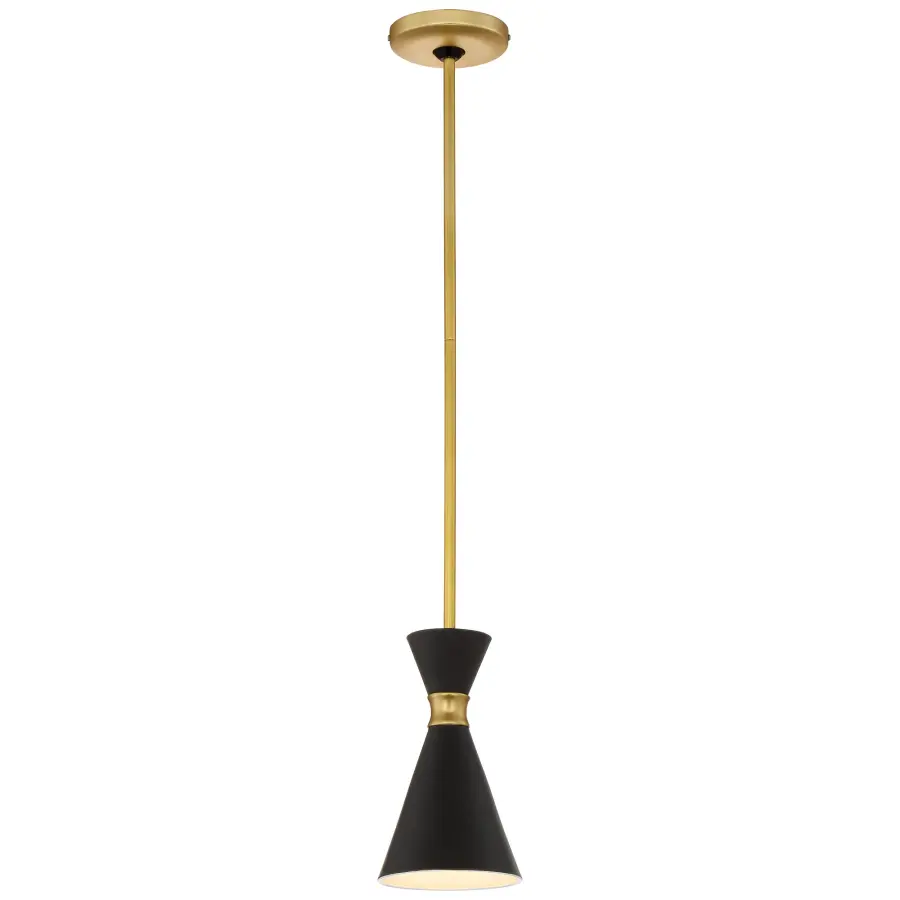 Compact Transitional Pendant with Warm Gold & Black Contrast