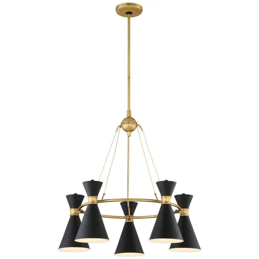 Sophisticated Transitional Chandelier with Warm Gold and Black Contrast