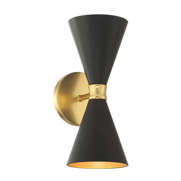 Modern Two-Light Sconce with Warm Gold Finish and Industrial Charm - Image 2