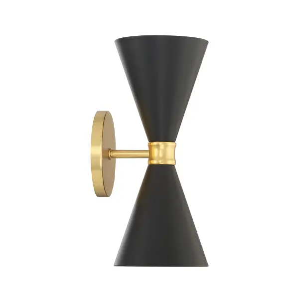 Modern Two-Light Sconce with Warm Gold Finish and Industrial Charm - Image 3