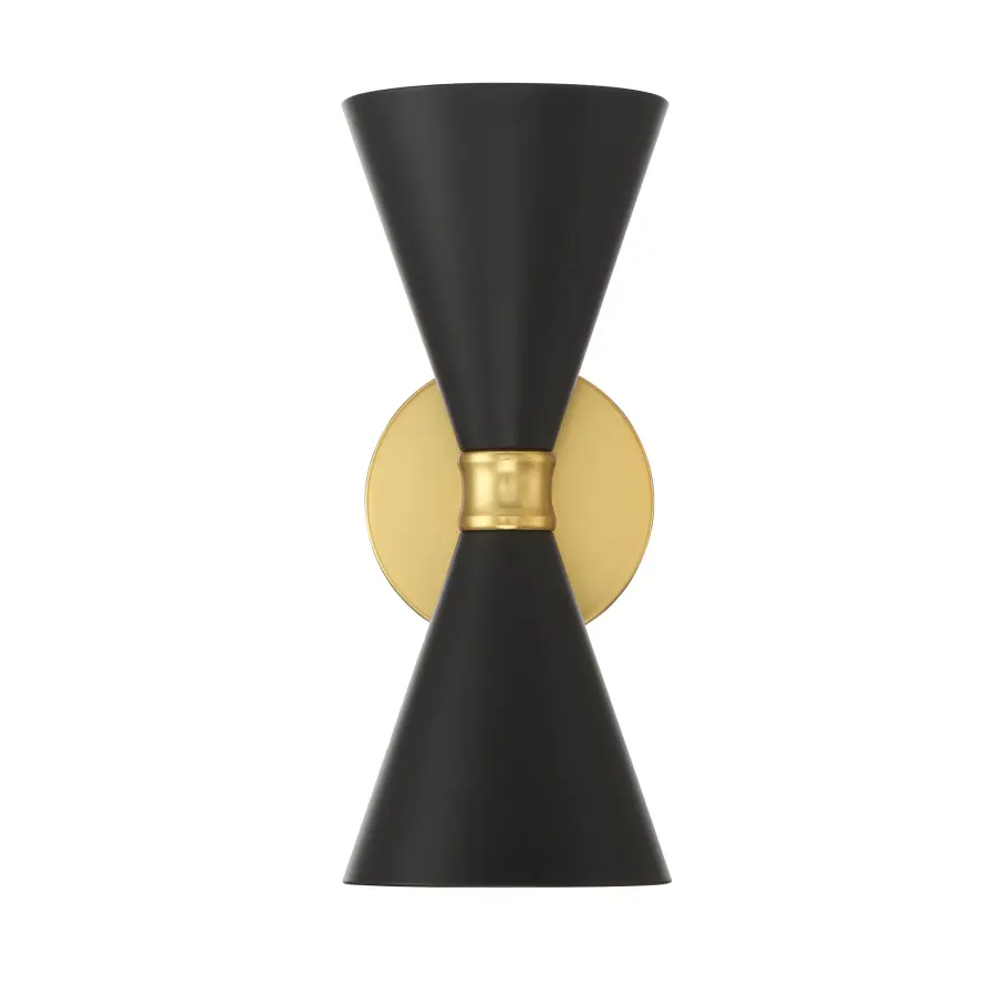 Modern Two-Light Sconce with Warm Gold Finish and Industrial Charm - Image 5