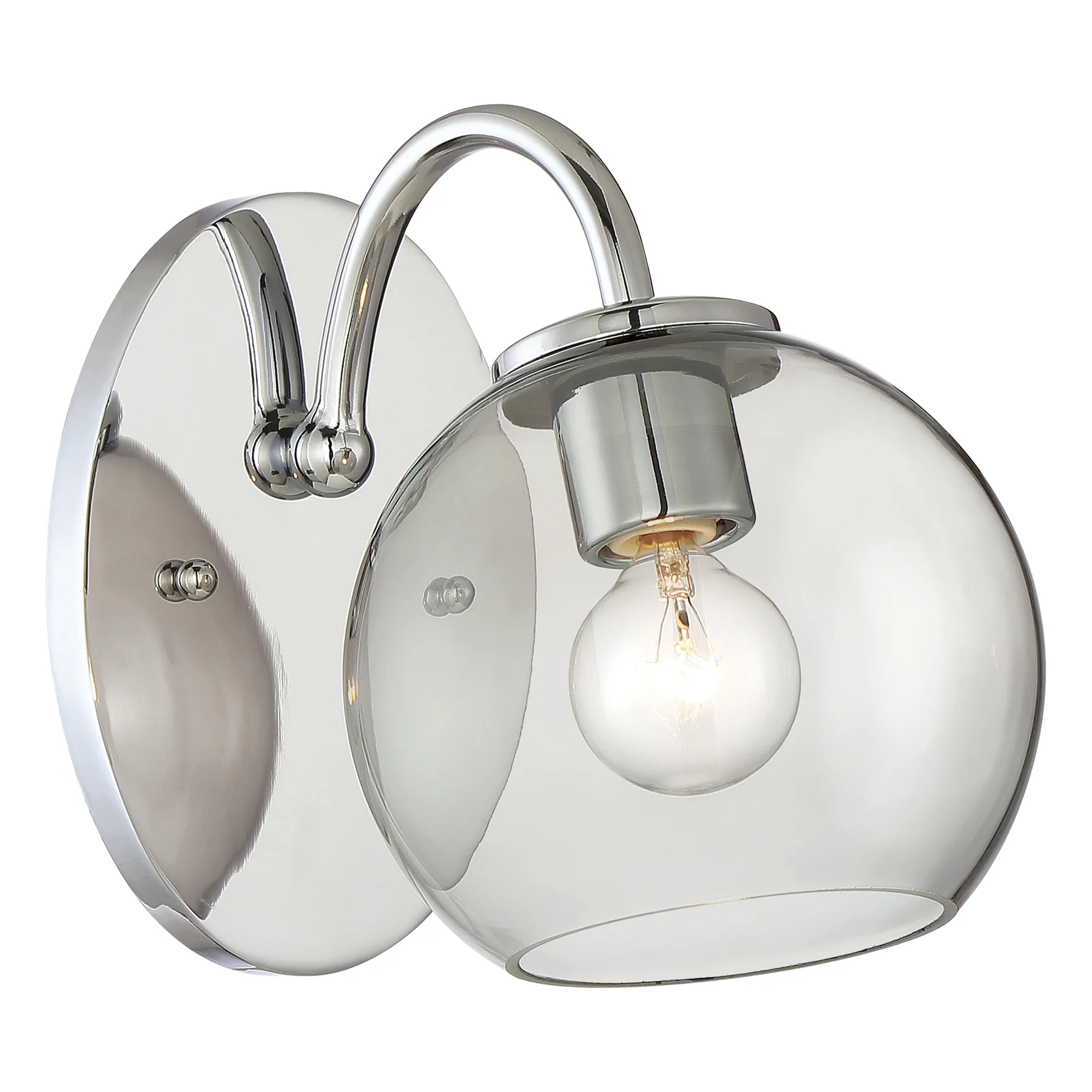 Exposed Chrome Bath Light with Smoked Glass