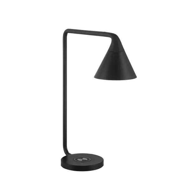 This contemporary LED table lamp combines functional design with modern convenience. The rotating aluminum shade allows precise light direction, while integrated wireless charging keeps devices powered. Perfect for home offices and bedrooms.