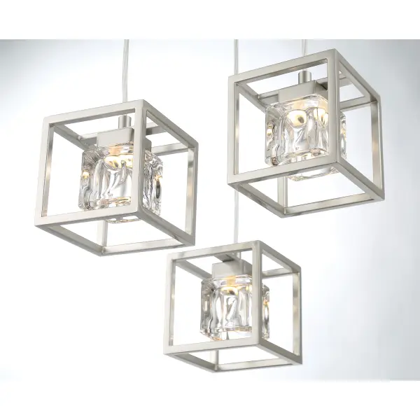 The San Marin LED Pan Pendant combines contemporary styling with practical LED technology. Its brushed nickel finish and glass shade deliver clean, modern aesthetics while the integrated LED provides bright, energy-efficient light. - alternate view