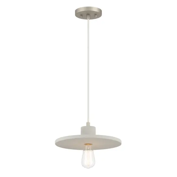 The Sima pendant combines raw industrial materials with refined metalwork. Its 12-inch cement shade delivers authentic texture while the burnished nickel finish adds warmth. Perfect for task lighting or clustered installations.
