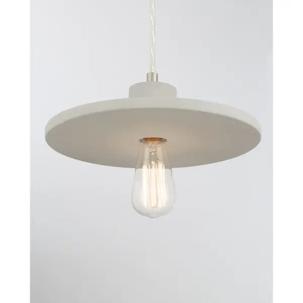 The Sima pendant combines raw industrial materials with refined metalwork. Its 12-inch cement shade delivers authentic texture while the burnished nickel finish adds warmth. Perfect for task lighting or clustered installations. - alternate view