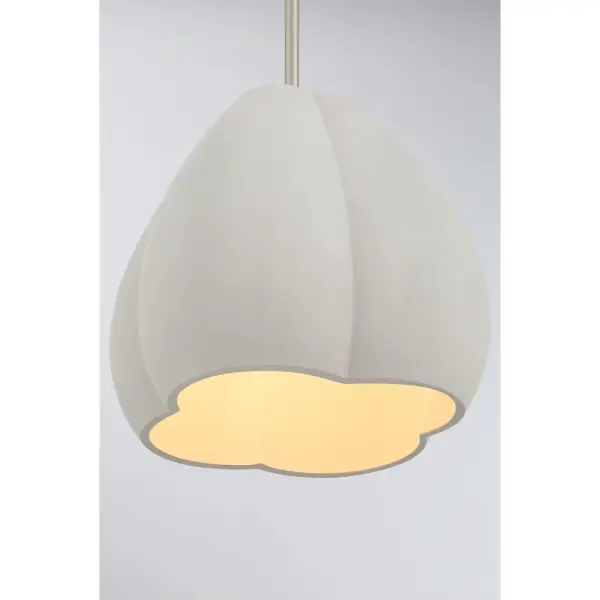 The Sima pendant combines raw cement texture with polished burnished nickel for an industrial-contemporary aesthetic. Its compact 12-inch size makes it ideal for intimate spaces or clustered installations. - alternate view