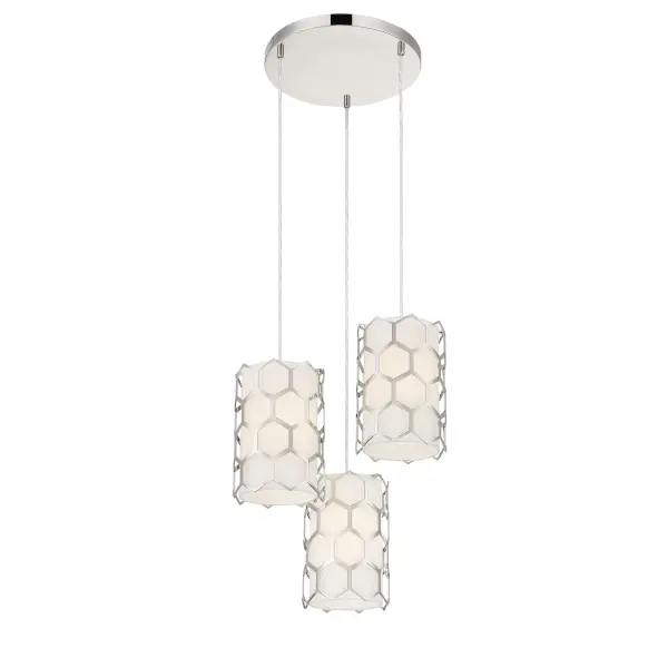 The Missing Link pendant combines polished nickel hardware with a crisp white linen shade for a refined, versatile look. At 18 inches wide, it provides substantial presence while maintaining an approachable scale for medium-sized spaces.