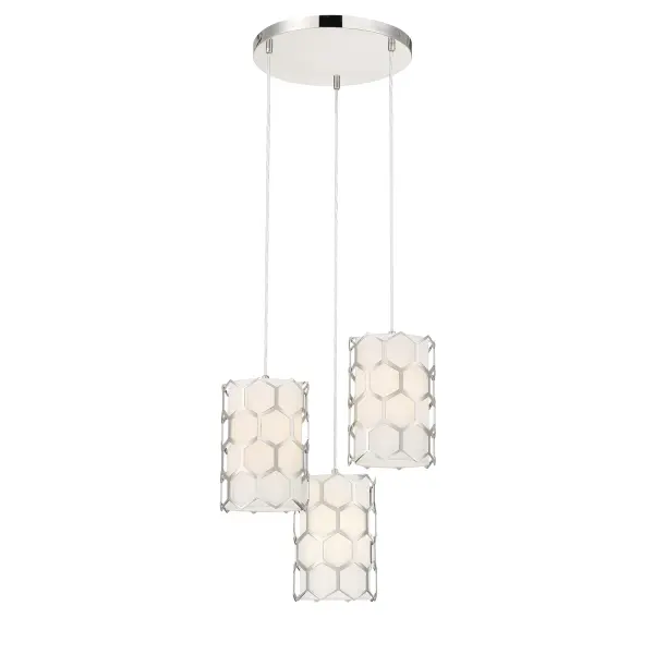 The Missing Link pendant combines polished nickel hardware with a crisp white linen shade for a refined, versatile look. At 18 inches wide, it provides substantial presence while maintaining an approachable scale for medium-sized spaces. - alternate view