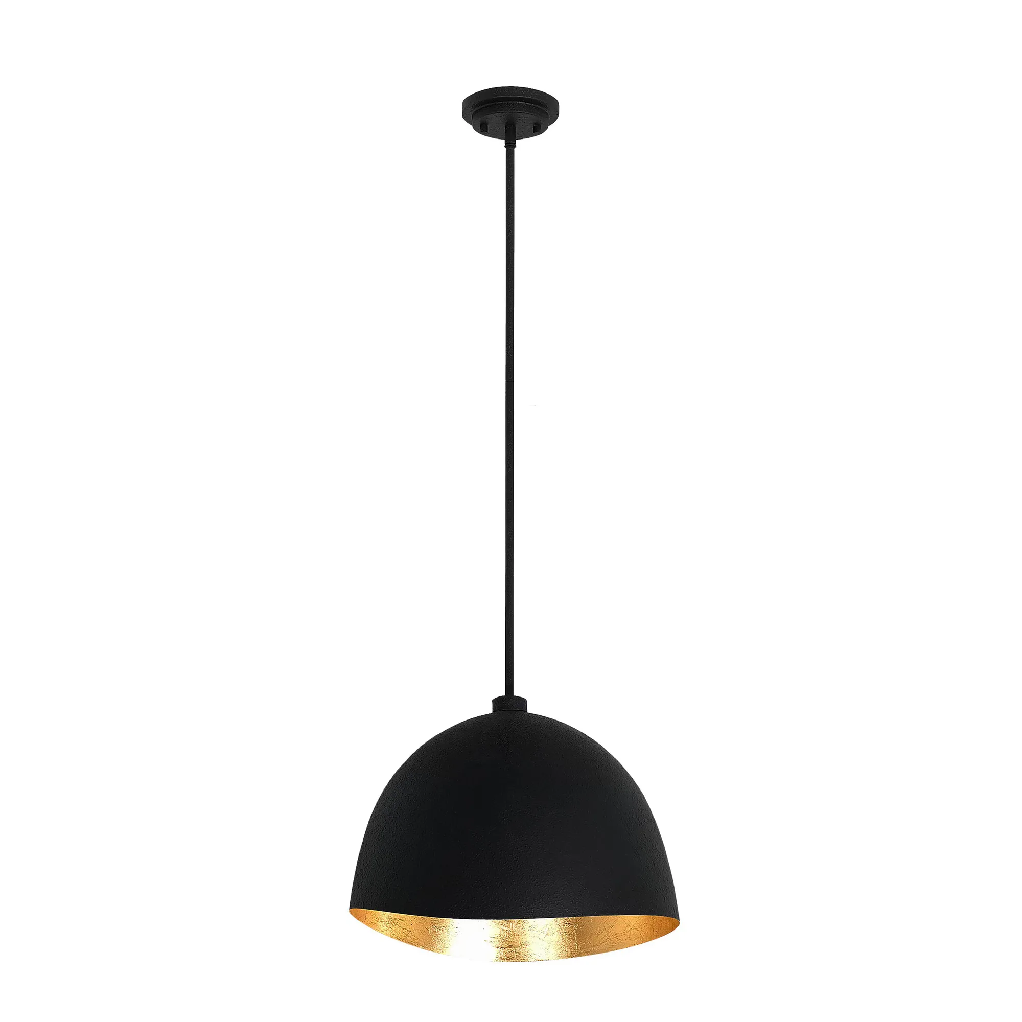 Eclos 1-Light Pendant in Textured Sand Coal Black with Gold Leaf